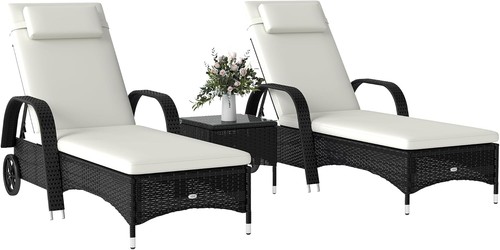 Rattan sun lounger set - lounger, of