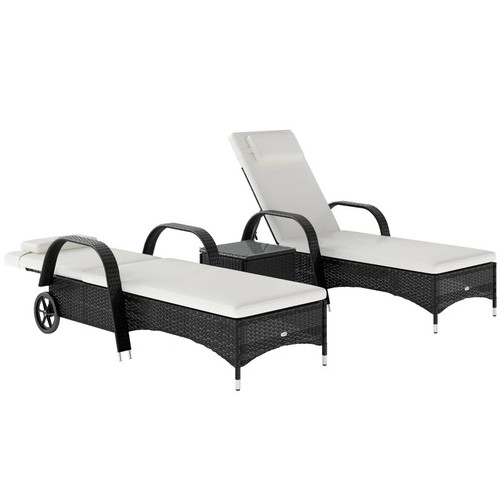 3pc rattan sun lounger - 3pc,