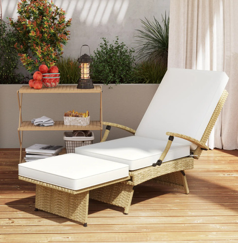 Rattan sun lounger patio - lounger,