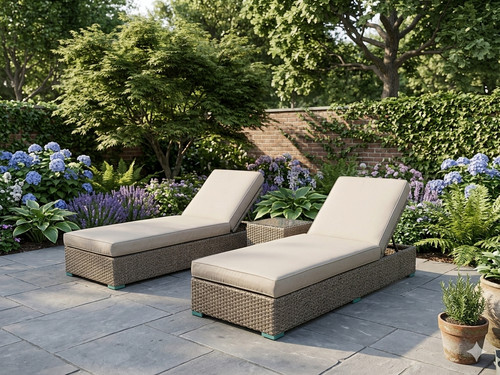 Sun lounger bed rattan - lounger,