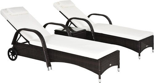 Outsunny rattan sun loungers - rattan,