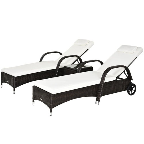 Rattan sun loungers garden set - sun,