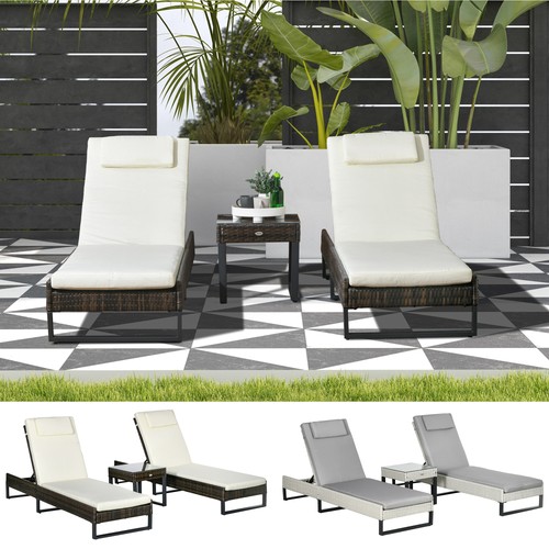 Pcs rattan sun lounger set - 3,