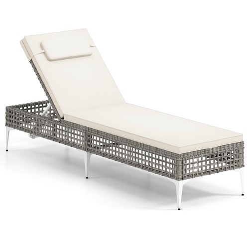 Rattan white sun lounger - rattan,