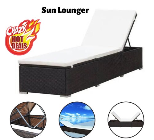 Poly rattan sun lounger - lounger, with