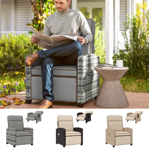Rattan garden recliner - rattan,