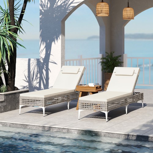 Rattan sun lounger level - rattan,